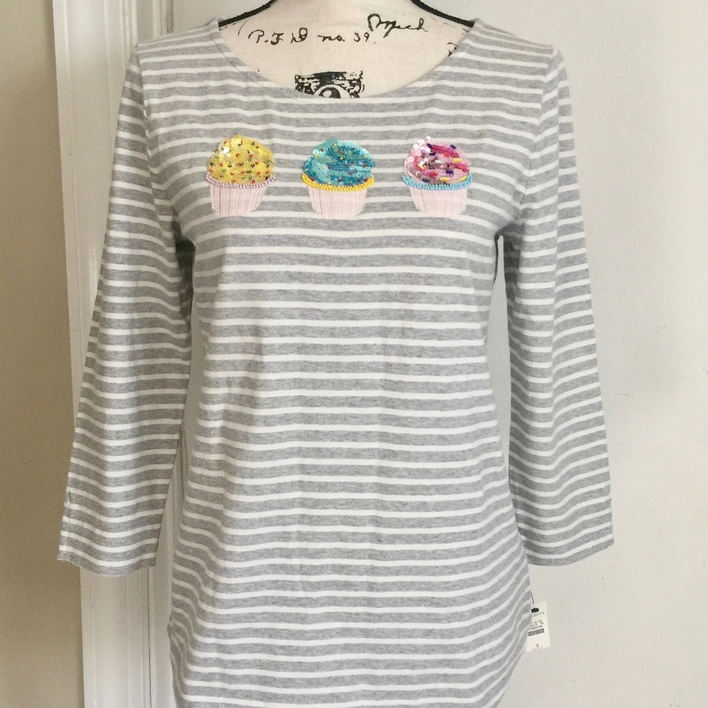 Talbots Cupcake Stripe Tee